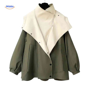 Oversized dames trenchcoat met capuchon, waterafstotend