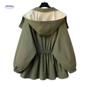 Oversized dames trenchcoat met capuchon, waterafstotend