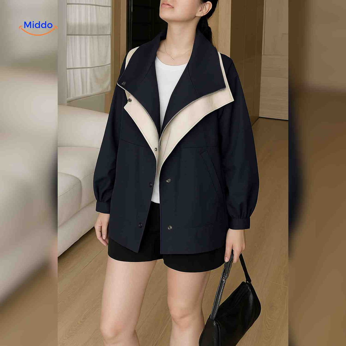 Oversized dames trenchcoat met capuchon, waterafstotend