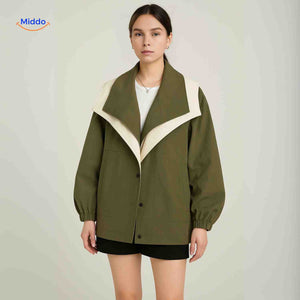 Oversized dames trenchcoat met capuchon, waterafstotend