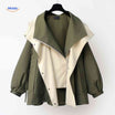 Oversized dames trenchcoat met capuchon, waterafstotend, kleur groen