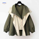 Oversized dames trenchcoat met capuchon, waterafstotend, kleur groen