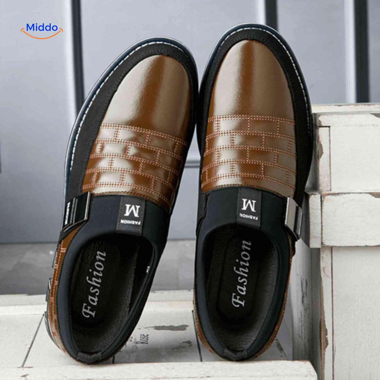 Herenschoenen met ruitpatroon, instap of met veters