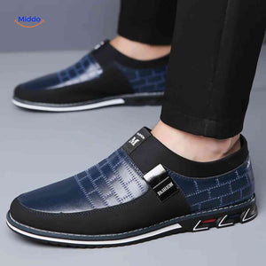 Herenschoenen met ruitpatroon, instap of met veters, kleur blauw