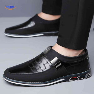 Herenschoenen met ruitpatroon, instap of met veters, kleur zwart