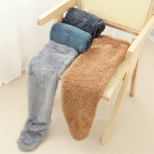 Overknee huissokken van teddystof, 55 cm lang