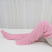 Overknee huissokken van teddystof, 55 cm lang, kleur roze