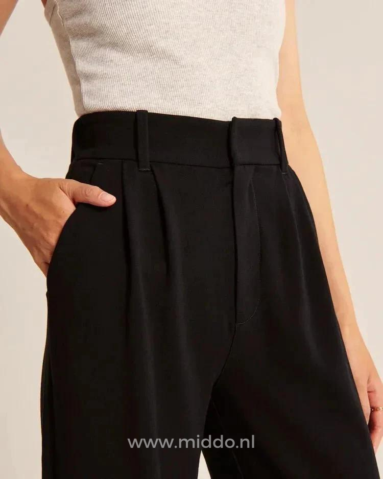 Wijde pantalon dames met hoge taille en plooien