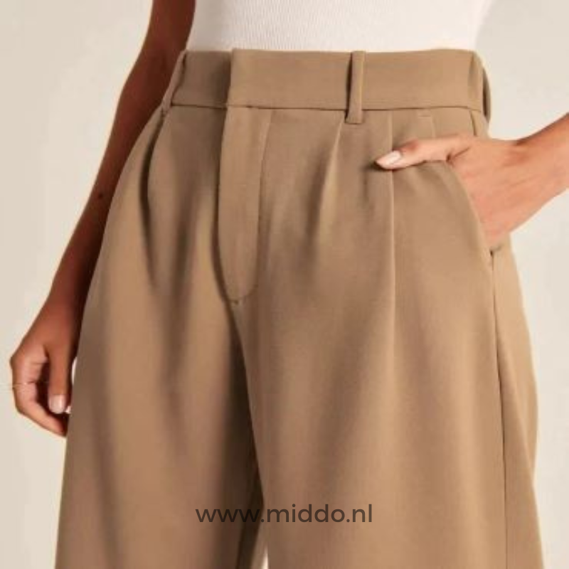 Wijde pantalon dames met hoge taille en plooien