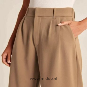 Wijde pantalon dames met hoge taille en plooien