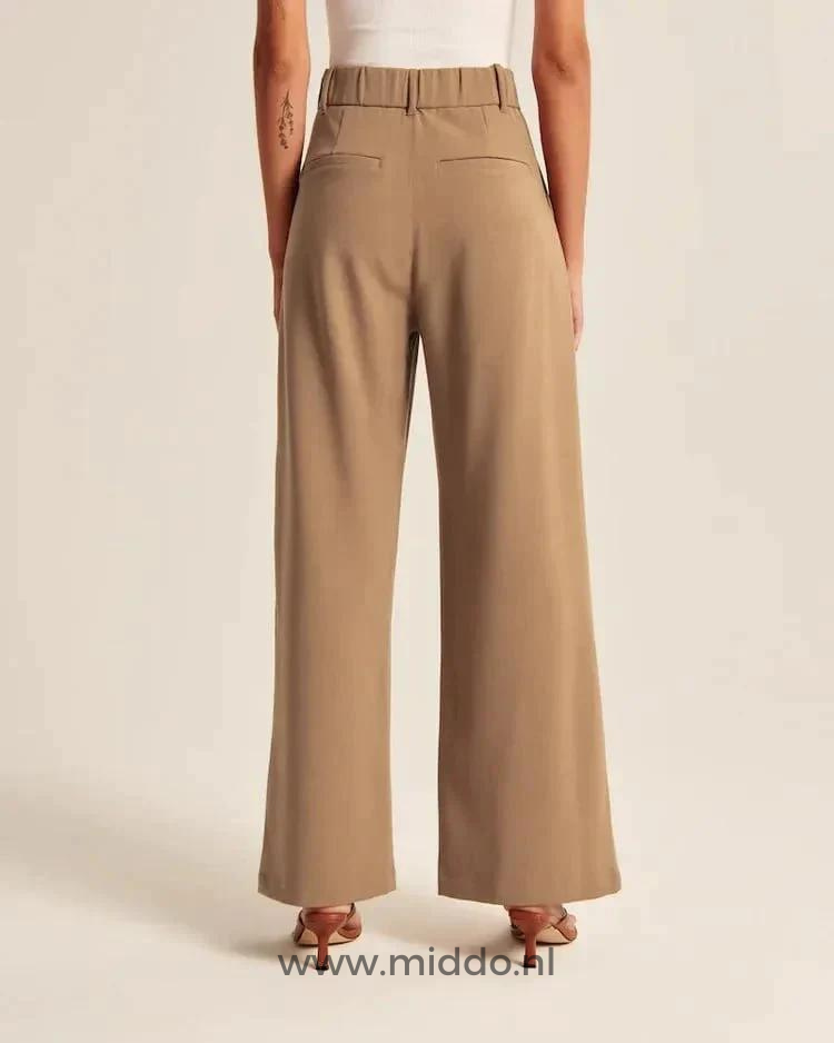 Wijde pantalon dames met hoge taille en plooien