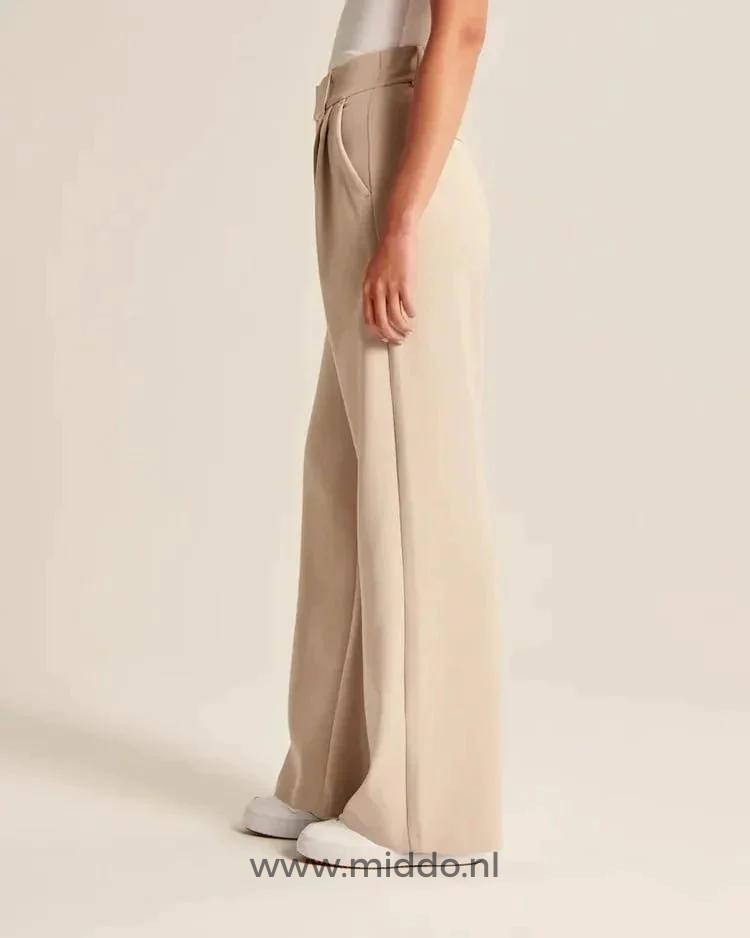 Wijde pantalon dames met hoge taille en plooien