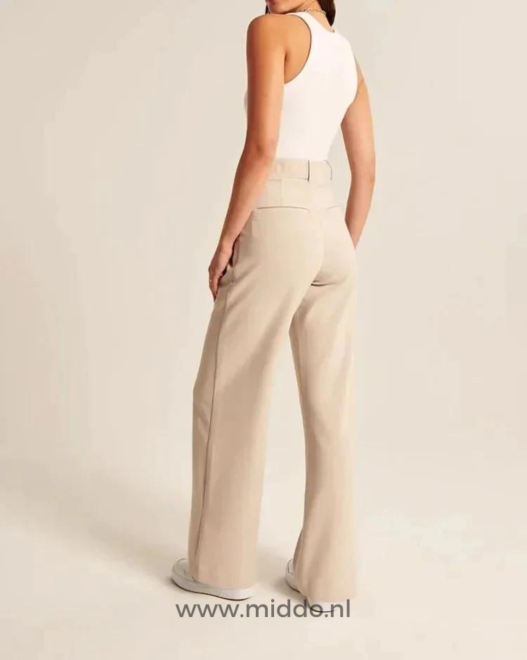 Wijde pantalon dames met hoge taille en plooien
