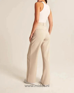 Wijde pantalon dames met hoge taille en plooien