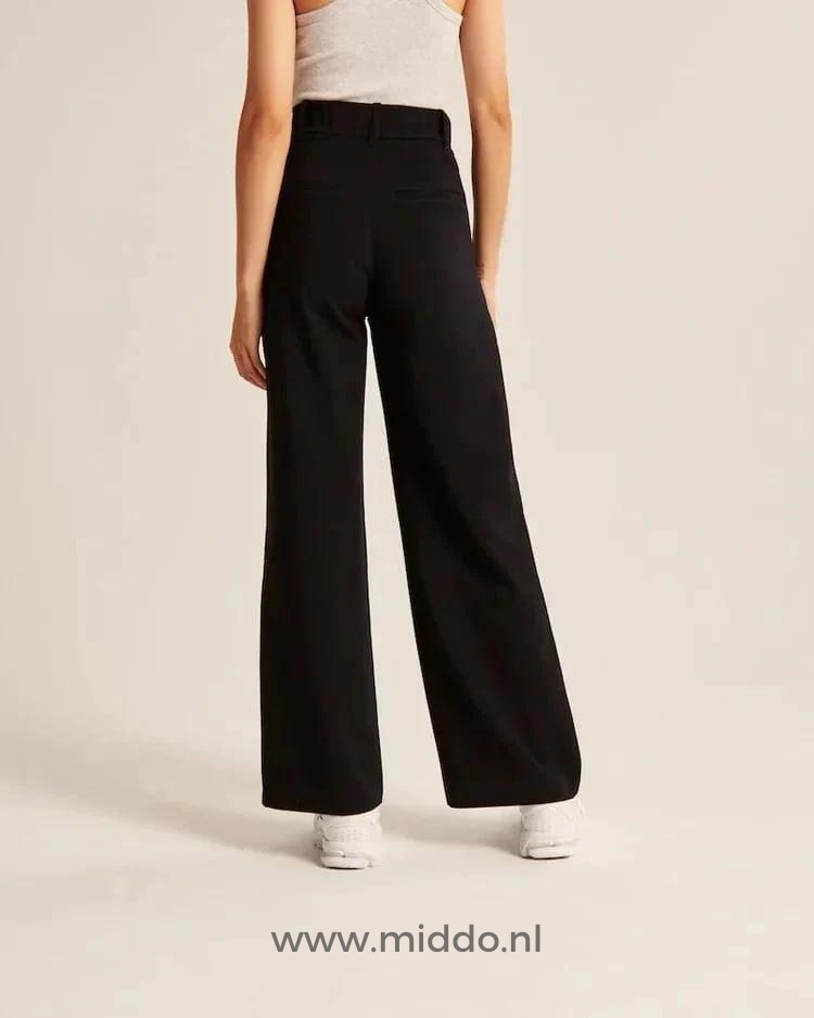 Wijde pantalon dames met hoge taille en plooien