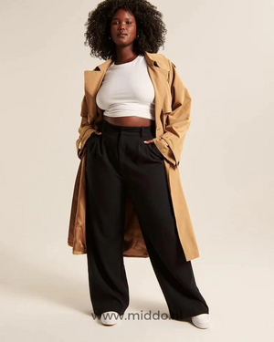 Wijde pantalon dames met hoge taille en plooien