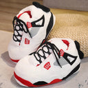 Pluche sneakerpantoffels met veters en gestikte zool, kleur zwart/rood/wit