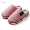 Instappantoffels van geweven stof met stevige zool, kleur rood roze