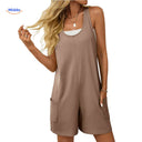 Mouwloze playsuit dames met racerback en steekzakken