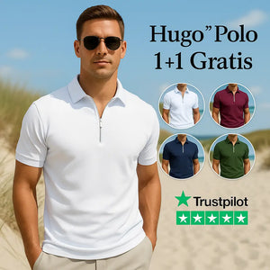 Herenpolo met korte ritssluiting en geribde kraag