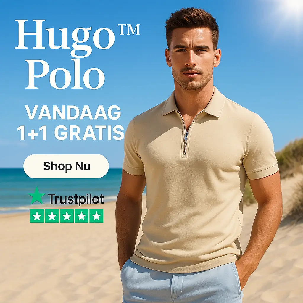 Herenpolo met korte ritssluiting en geribde kraag, kleur beige