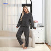 Pyjamaset dames van flanellen fleece, top en broek, kleur donkergrijs
