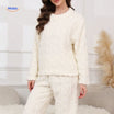 Pyjamaset dames van flanellen fleece, top en broek, kleur wit