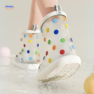 Regenlaarzen voor kinderen met haaidessin en lussen, kleur wit
