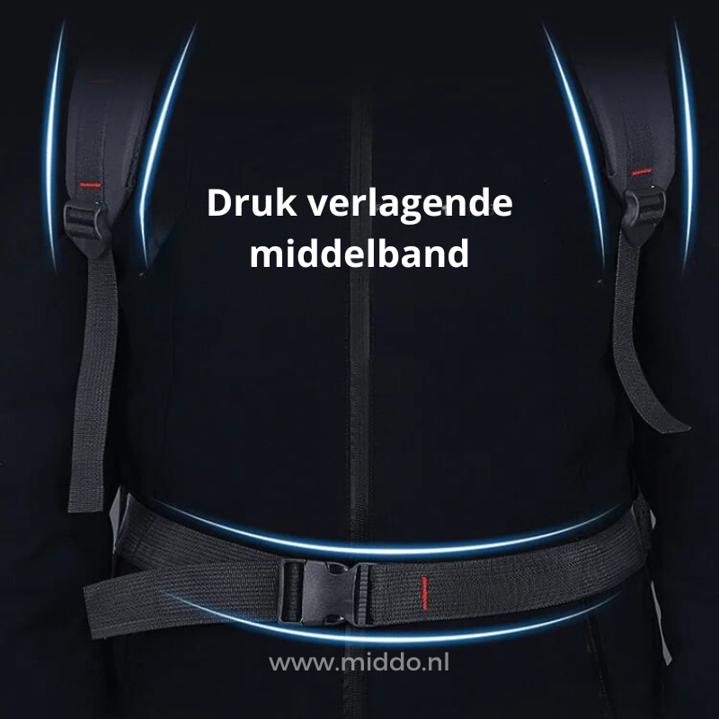 Ruime reisrugzak met heupband en meerdere ritsvakken