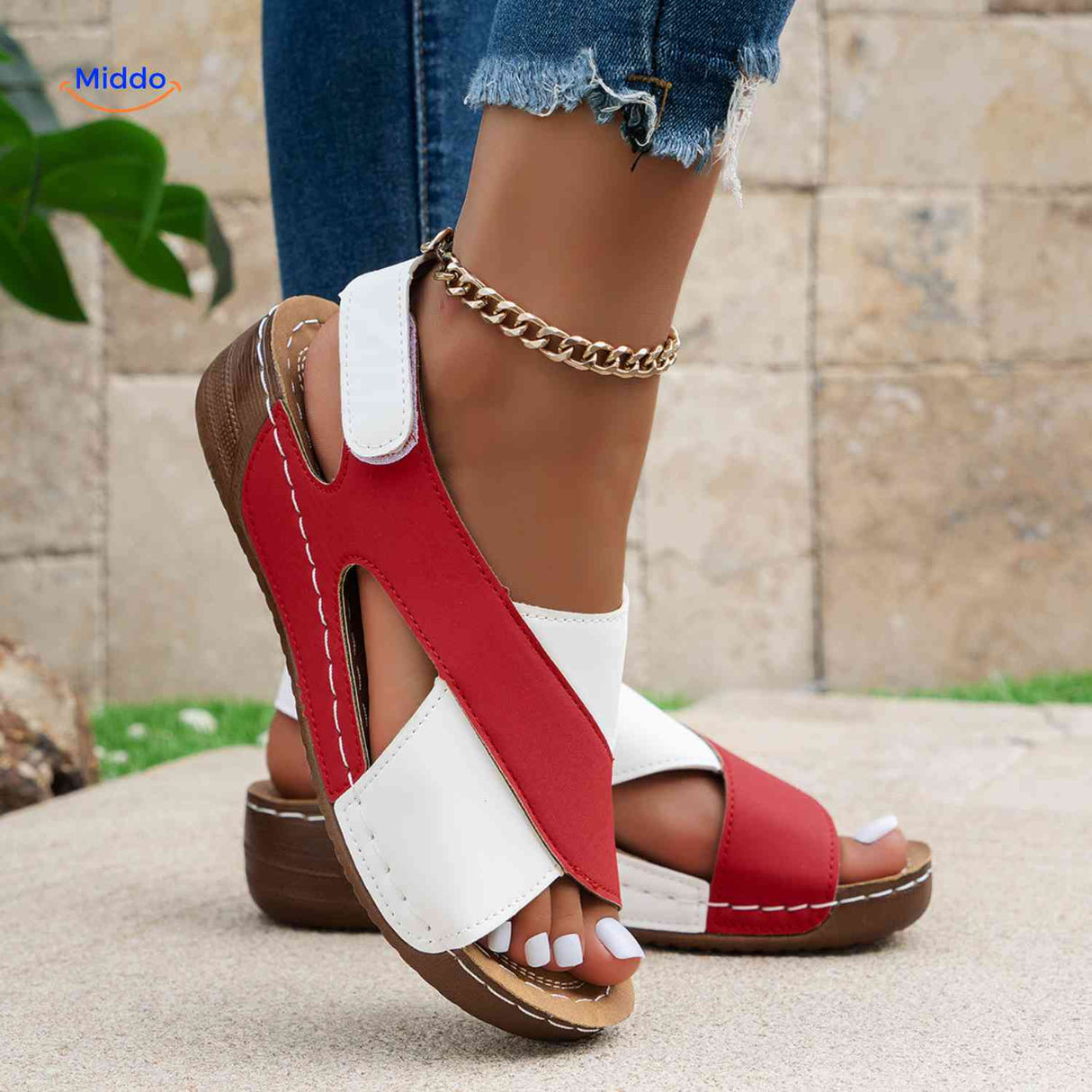 Lichtgewicht sandalen met zachte binnenzool, 13 kleuren, kleur rood en wit