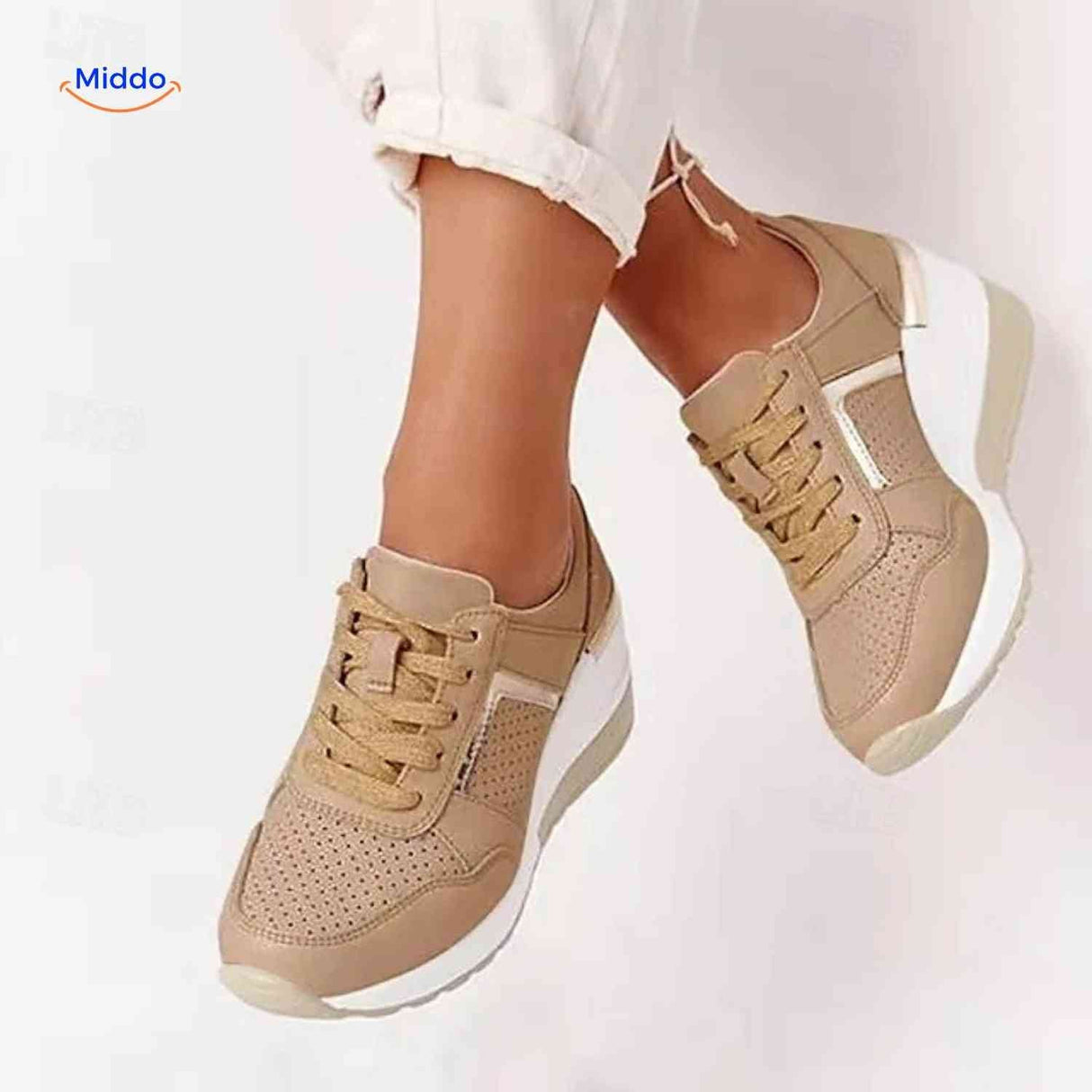 Dames sneakers met platformzool en ademend mesh
