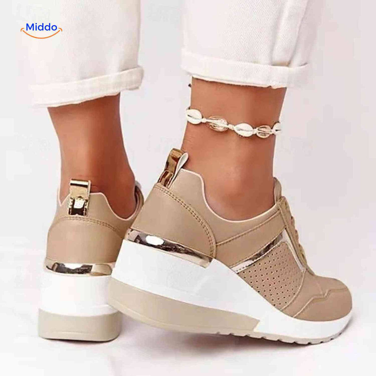 Dames sneakers met platformzool en ademend mesh