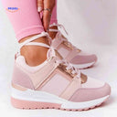 Dames sneakers met platformzool en ademend mesh, kleur roze