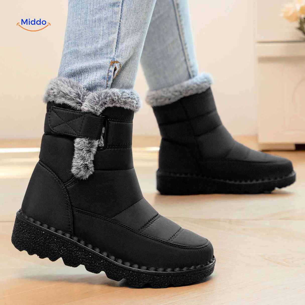 Snowboots met profielzool, antislip zool en waterafstotend bovenwerk