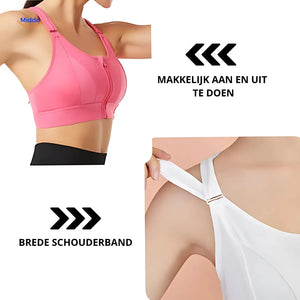 Sportbh dames met rits voor en verstelbare bandjes