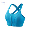 Sportbh dames met rits voor en verstelbare bandjes, kleur blauw