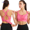Sportbh dames met rits voor en verstelbare bandjes, kleur rosérood