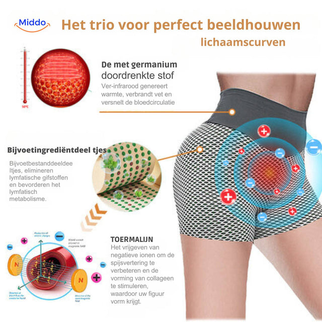 Yoga shorts dames met hoge taille van ademend jacquard
