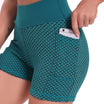 Yoga shorts dames met hoge taille van ademend jacquard, kleur groen