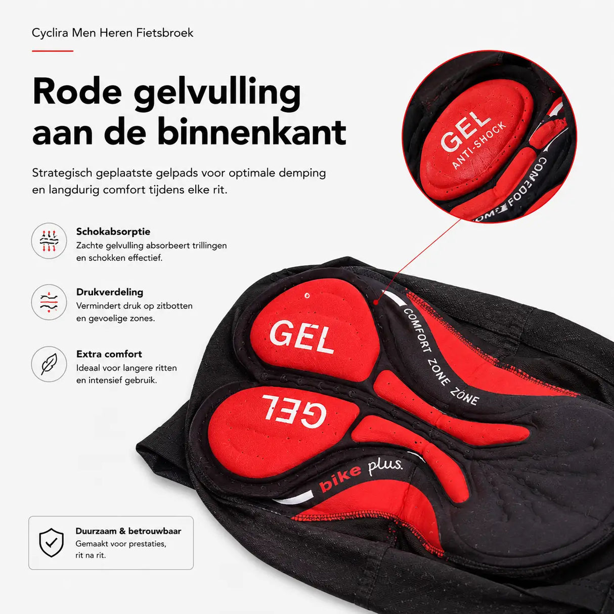 Fietsslip heren met gelzeem, ademend en sneldrogend