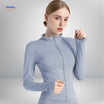 Sportjack met hoge staande kraag, elastisch en ademend, kleur grijs meerblauw