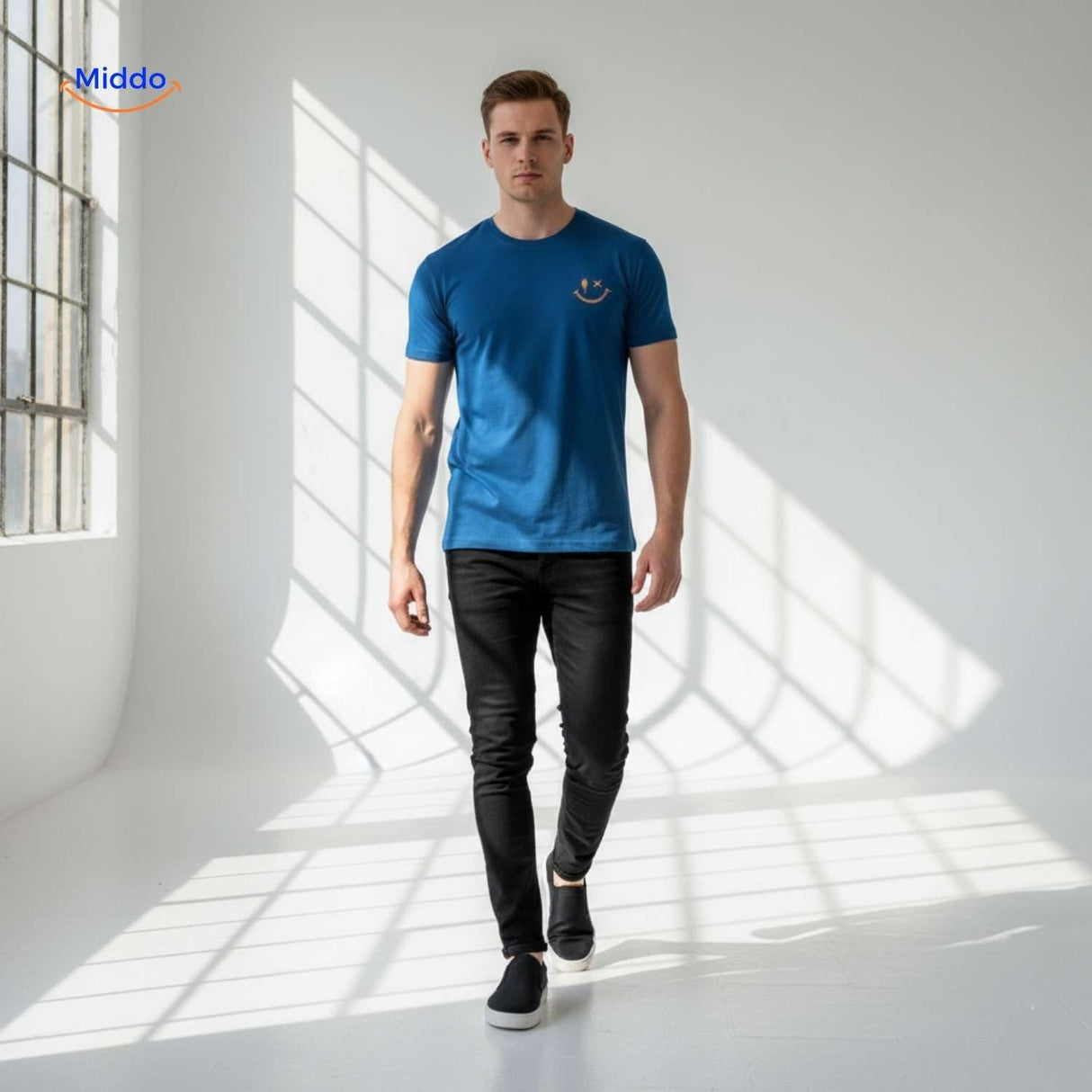 T-shirt van katoen met zonprint op de achterkant