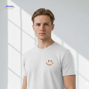T-shirt van katoen met zonprint op de achterkant