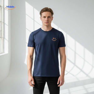 T-shirt van katoen met zonprint op de achterkant