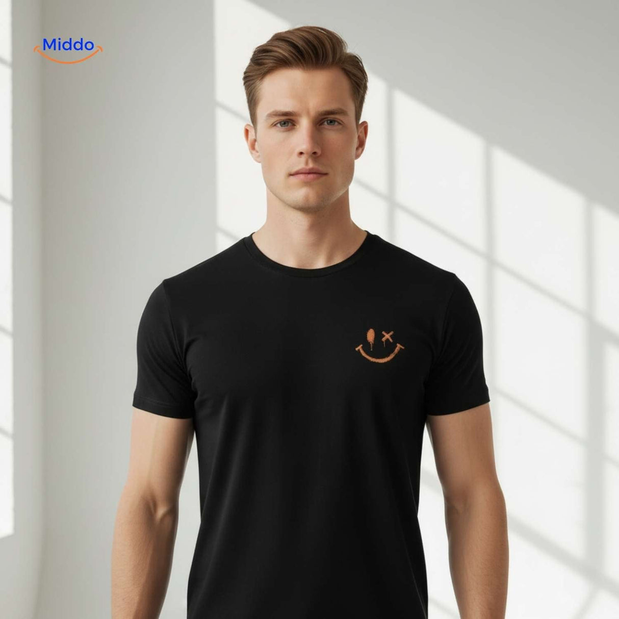 T-shirt van katoen met zonprint op de achterkant