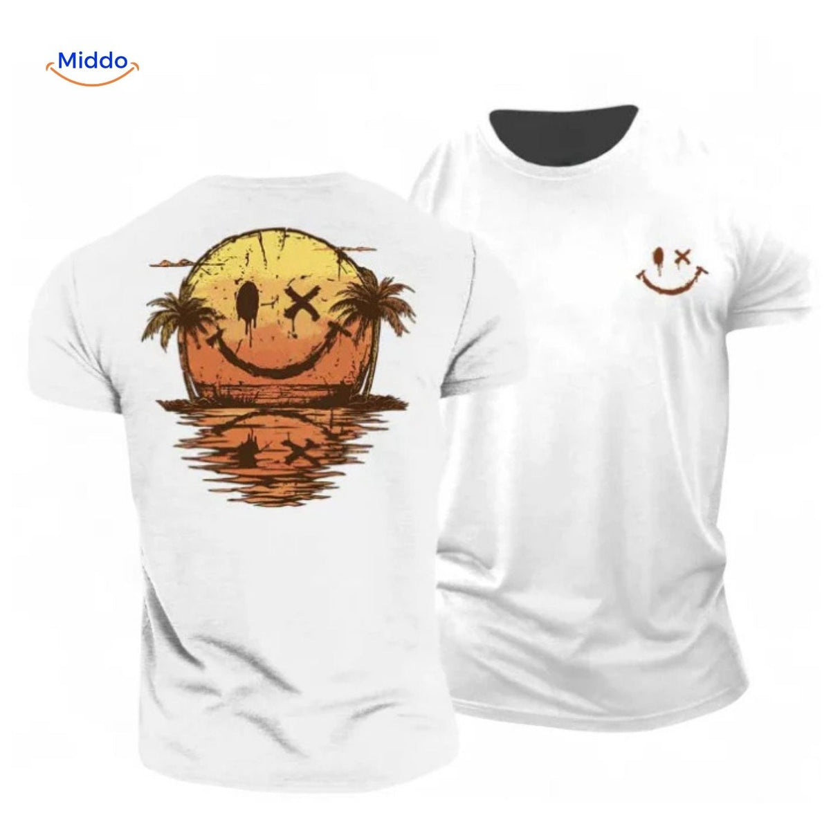 T-shirt van katoen met zonprint op de achterkant