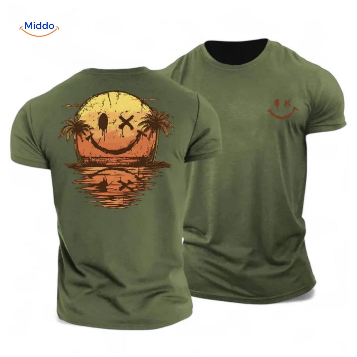 T-shirt van katoen met zonprint op de achterkant