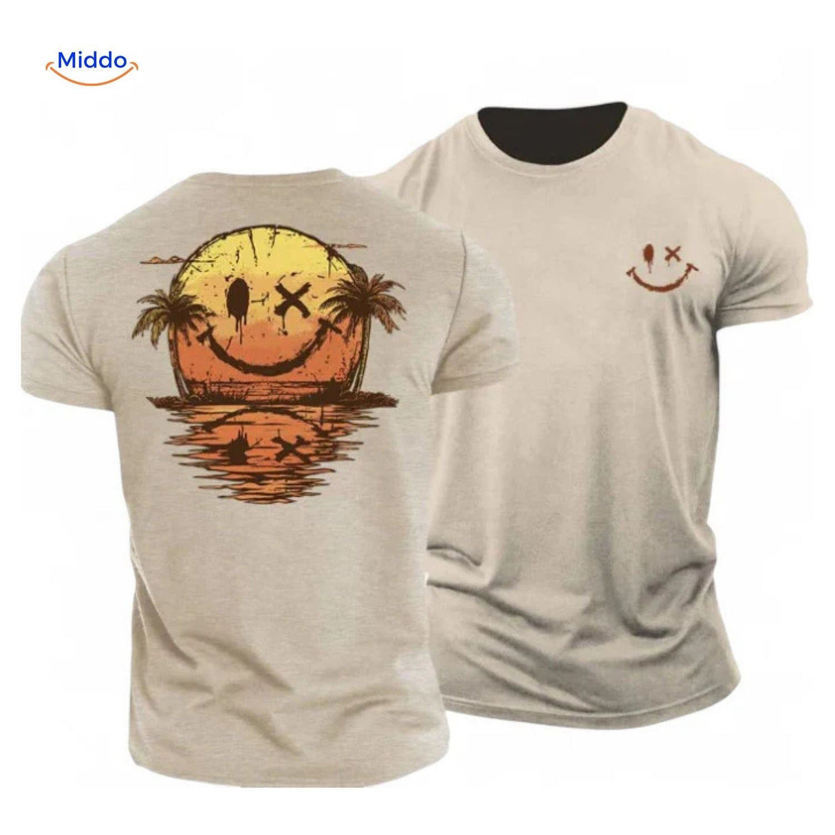 T-shirt van katoen met zonprint op de achterkant