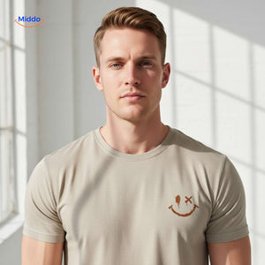 T-shirt van katoen met zonprint op de achterkant