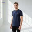 T-shirt van katoen met zonprint op de achterkant, kleur donkerblauw